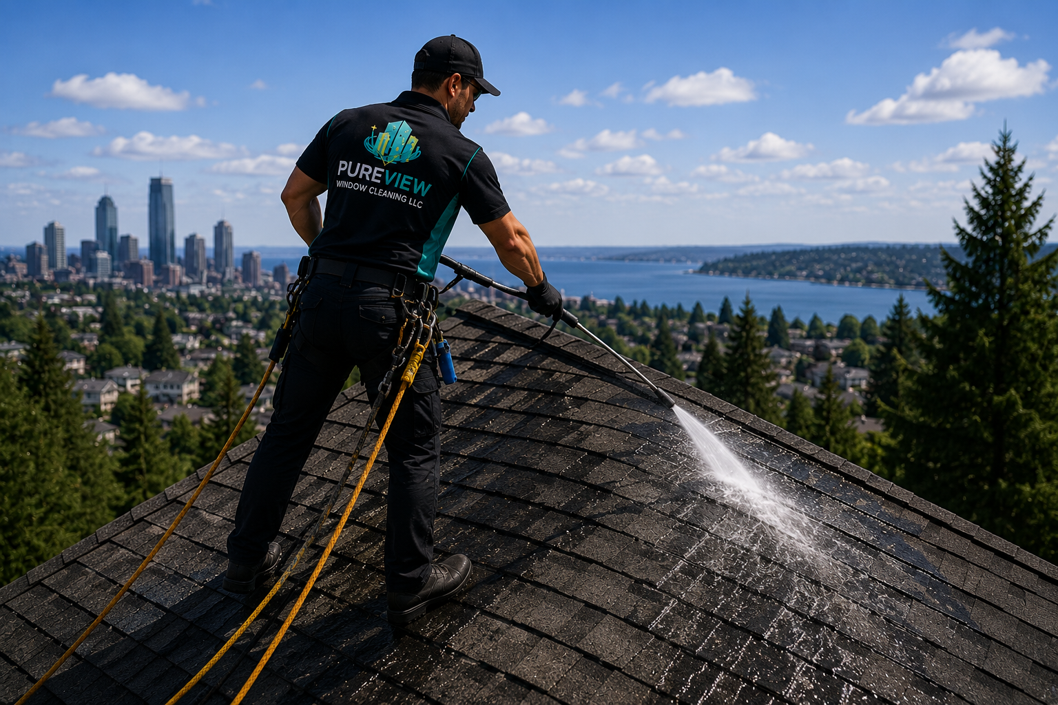 Professional roof cleaning service